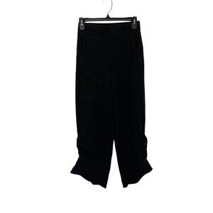 ALMAZ XS Black Embellished Wide Leg Pants Hand Beaded Detail Casual‎ Boho Style